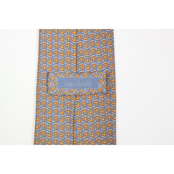 Italo Ferretti Arrowhead Wave Men's Designer Neck Tie Italy Blue Red Yellow 62"L - Picture 5 of 5